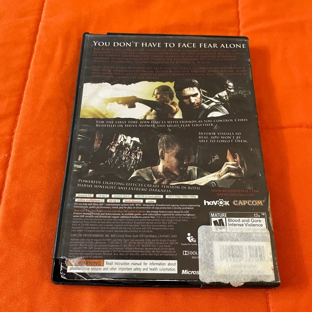 Resident Evil 5 Microsoft Xbox 360 2009 Complete